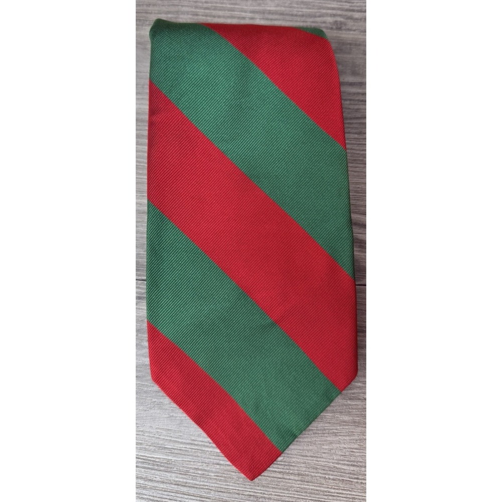 Vintage Robert Talbott Silk Repp Tie Red Green Stripe Thorne's Boston England